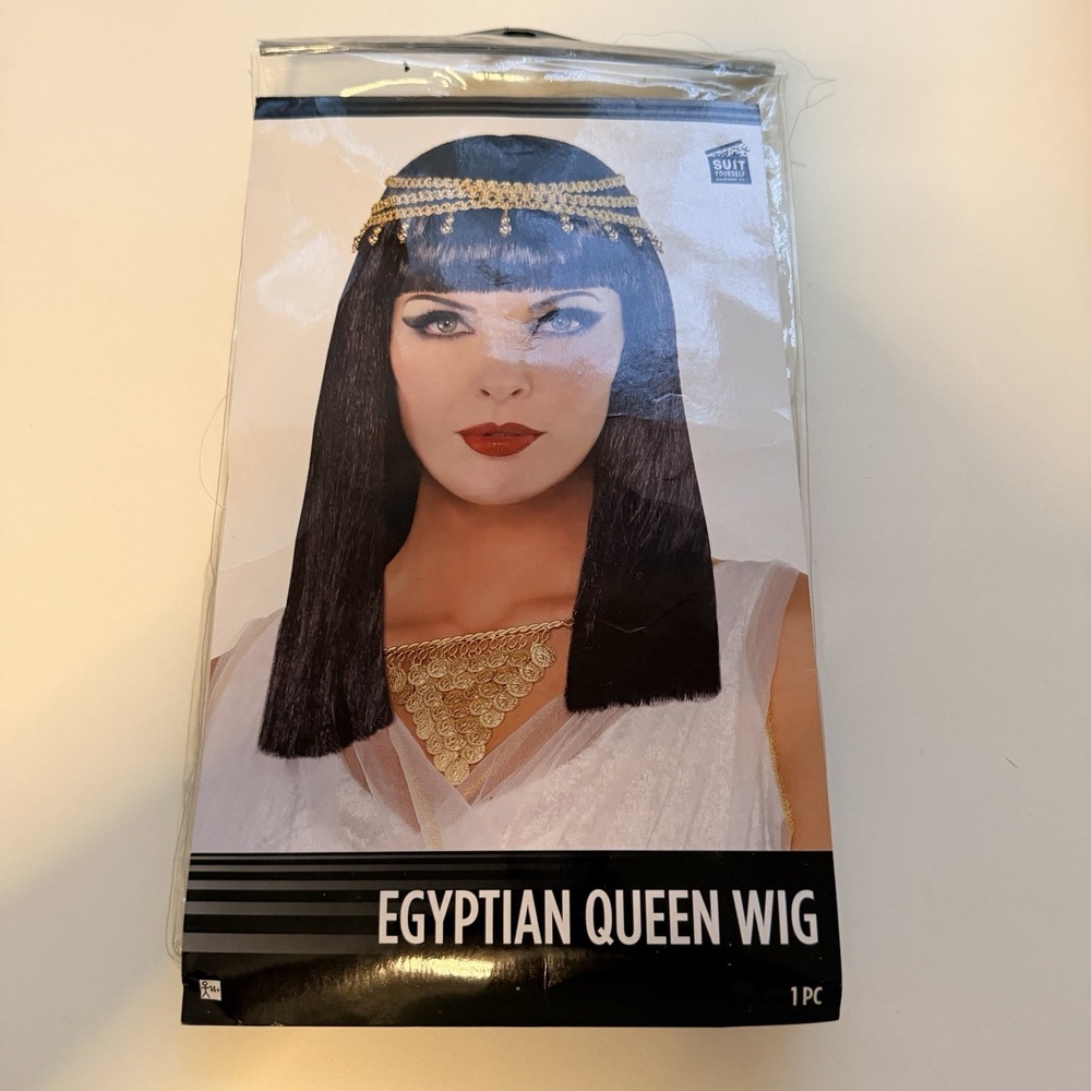 Egyptian Queen Halloween Adult Costume Straight Wig w/Bangs.